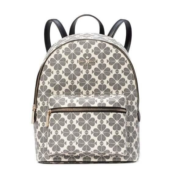 New Kate Spade Spade Flower Medium Backpack Signature Logo Black Multi - Picture 1 of 5